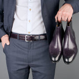 Elegant Aubergine-colored leather belt for a sophisticated style