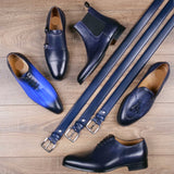 Elegant and sophisticated blue leather belt