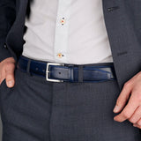 Elegant and sophisticated blue leather belt