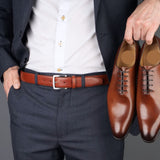 Chestnut-colored leather belt for a stylish and durable look