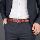 Chestnut-colored leather belt for a stylish and durable look