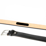 Personalized leather belt with elegant gray patina