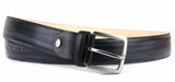 Personalized leather belt with elegant gray patina