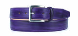 Leather belt with individual patina in elegant purple