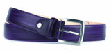 Leather belt with individual patina in elegant purple