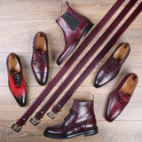 Elegant and trendy oxblood burgundy leather belt
