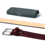 Elegant and trendy oxblood burgundy leather belt
