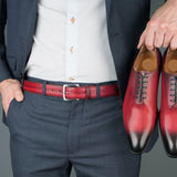 Customizable Leather Belts with Elegant Oxblood Patina