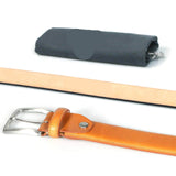 Light-toned leather belt for a sophisticated style