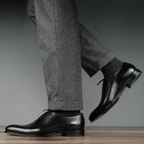Ellington Wholecut Brogue Inlaid Leather Shoes - Elegant Black Design