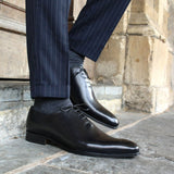 Ellington Wholecut Brogue Inlaid Leather Shoes - Elegant Black Design